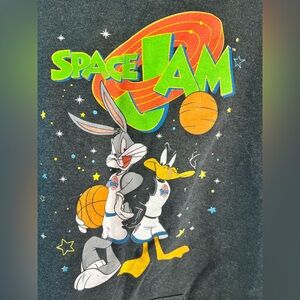 Space Jam Bugs Bunny & Daffy Duck Graphic Hoodie Charcoal Sz M [000370]